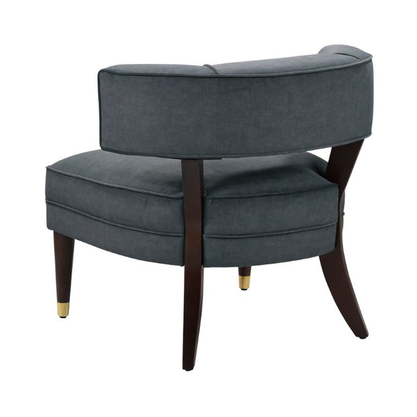 English Elm Accent Chair Barrel Back Velvet Upholstered with Espresso Wood Legs for Living Room B011P581720