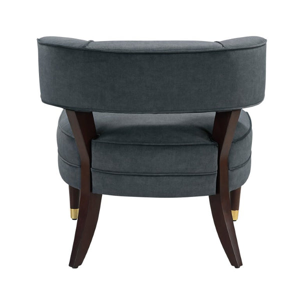 English Elm Accent Chair Barrel Back Velvet Upholstered with Espresso Wood Legs for Living Room B011P581720