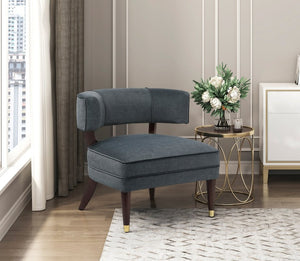 English Elm Accent Chair Barrel Back Velvet Upholstered with Espresso Wood Legs for Living Room B011P581720