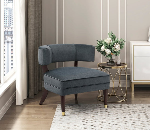 English Elm Accent Chair Barrel Back Velvet Upholstered with Espresso Wood Legs for Living Room B011P581720