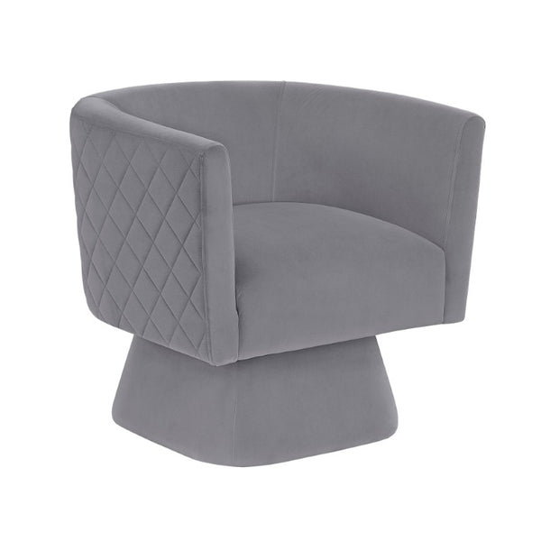 English Elm Swivel Accent Chair Gray Velvet Diamond Tufted 360 Degree Base for Living Room B011P581722