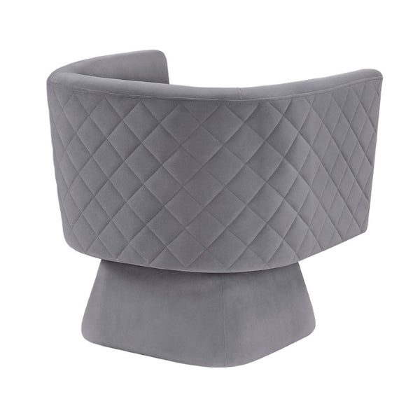 English Elm Swivel Accent Chair Gray Velvet Diamond Tufted 360 Degree Base for Living Room B011P581722