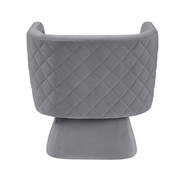 English Elm Swivel Accent Chair Gray Velvet Diamond Tufted 360 Degree Base for Living Room B011P581722