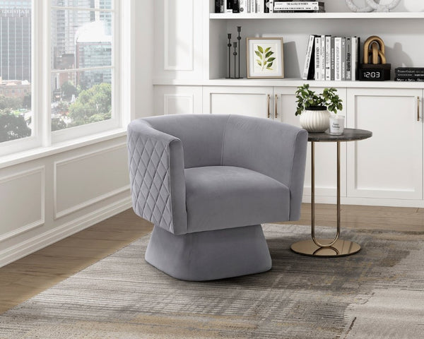 English Elm Swivel Accent Chair Gray Velvet Diamond Tufted 360 Degree Base for Living Room B011P581722
