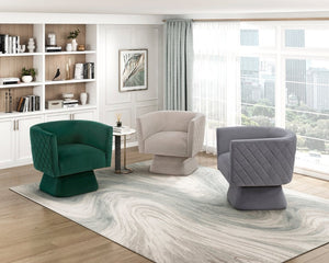 English Elm Swivel Accent Chair Gray Velvet Diamond Tufted 360 Degree Base for Living Room B011P581722