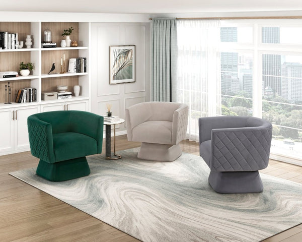English Elm Swivel Accent Chair Gray Velvet Diamond Tufted 360 Degree Base for Living Room B011P581722
