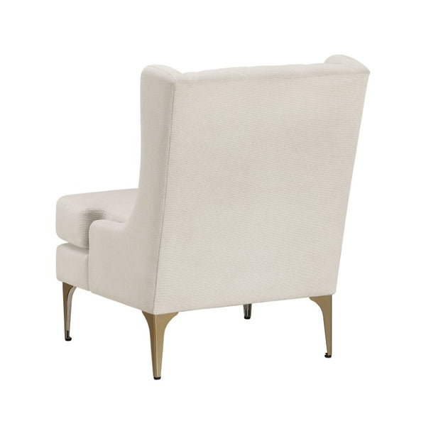 English Elm Accent Chair Taupe Chenille Diamond Stitched Back with Brushed Gold Legs and Pocket Coil Seat B011P581723