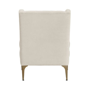 English Elm Accent Chair Taupe Chenille Diamond Stitched Back with Brushed Gold Legs and Pocket Coil Seat B011P581723