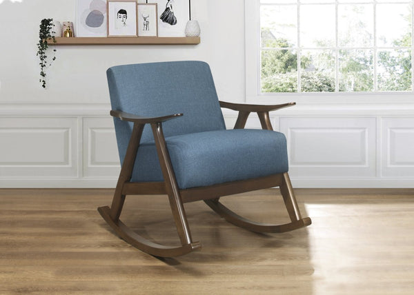 English Elm Rocking Chair Mid Century Walnut Frame Textured Upholstery for Living Room Nursery B011P581725