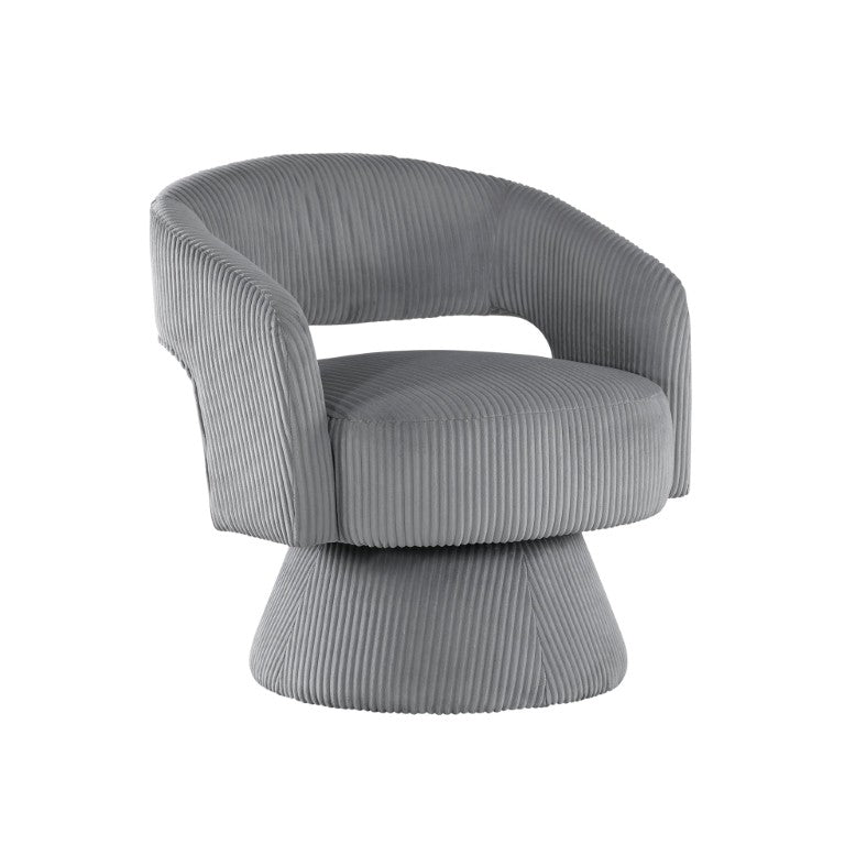 English Elm Swivel Accent Chair Rounded Silhouette Corduroy Upholstered 360 Degree Base Modern B011P581730