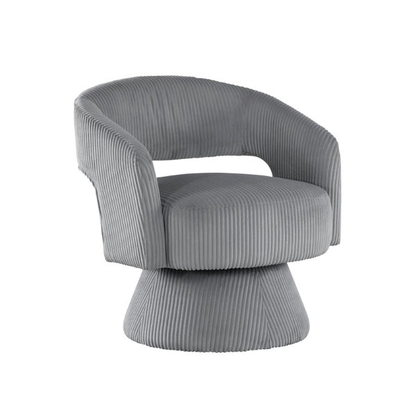 English Elm Swivel Accent Chair Rounded Silhouette Corduroy Upholstered 360 Degree Base Modern B011P581730