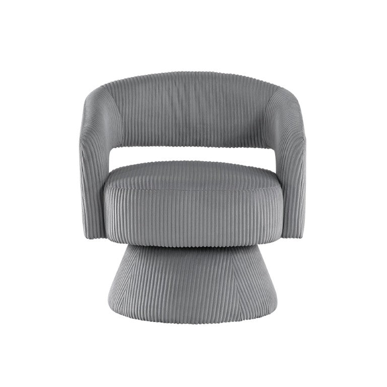 English Elm Swivel Accent Chair Rounded Silhouette Corduroy Upholstered 360 Degree Base Modern B011P581730