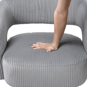 English Elm Swivel Accent Chair Rounded Silhouette Corduroy Upholstered 360 Degree Base Modern B011P581730