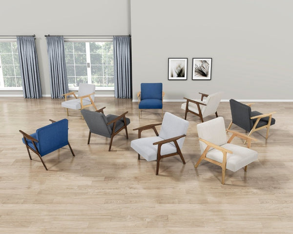 English Elm Accent Armchair Mid-Century Rubberwood Frame Textured Polyester Upholstery for Living Room B011P581733
