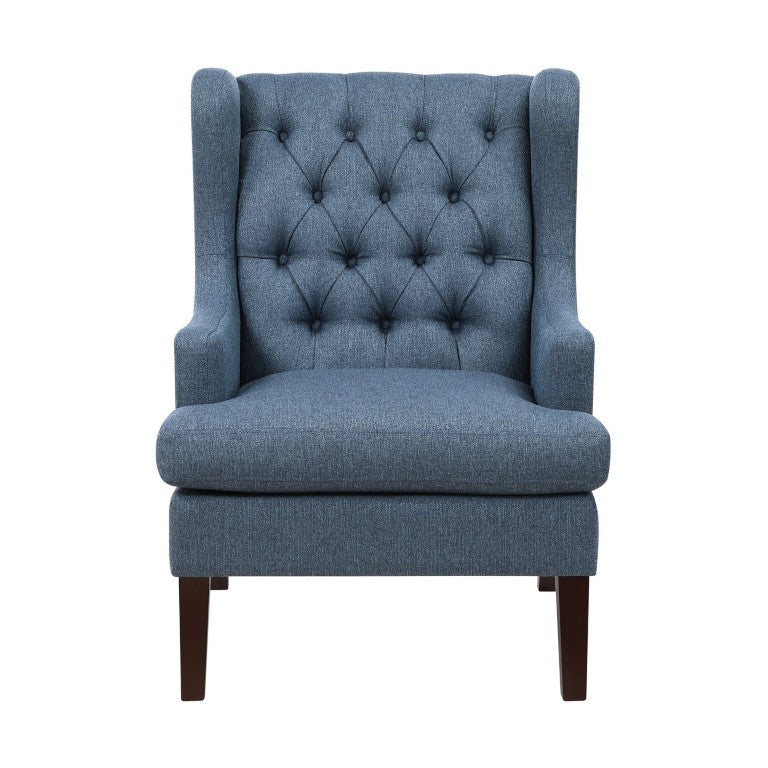 English Elm Accent Wingback Chair Tufted Textured Fabric Upholstery Plush Foam Espresso Leg B011P581742