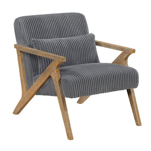 English Elm Accent Chair Corduroy Upholstered Rubberwood Frame Mid-Century Living Room Seat with Pillow B011P581743