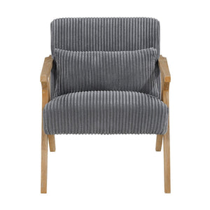 English Elm Accent Chair Corduroy Upholstered Rubberwood Frame Mid-Century Living Room Seat with Pillow B011P581743