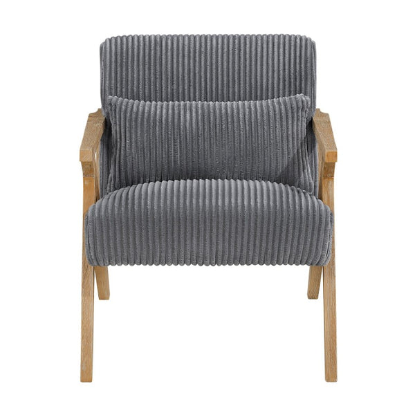 English Elm Accent Chair Corduroy Upholstered Rubberwood Frame Mid-Century Living Room Seat with Pillow B011P581743
