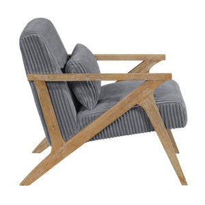 English Elm Accent Chair Corduroy Upholstered Rubberwood Frame Mid-Century Living Room Seat with Pillow B011P581743