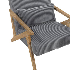 English Elm Accent Chair Corduroy Upholstered Rubberwood Frame Mid-Century Living Room Seat with Pillow B011P581743