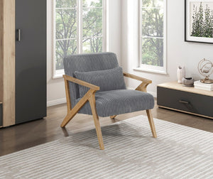 English Elm Accent Chair Corduroy Upholstered Rubberwood Frame Mid-Century Living Room Seat with Pillow B011P581743