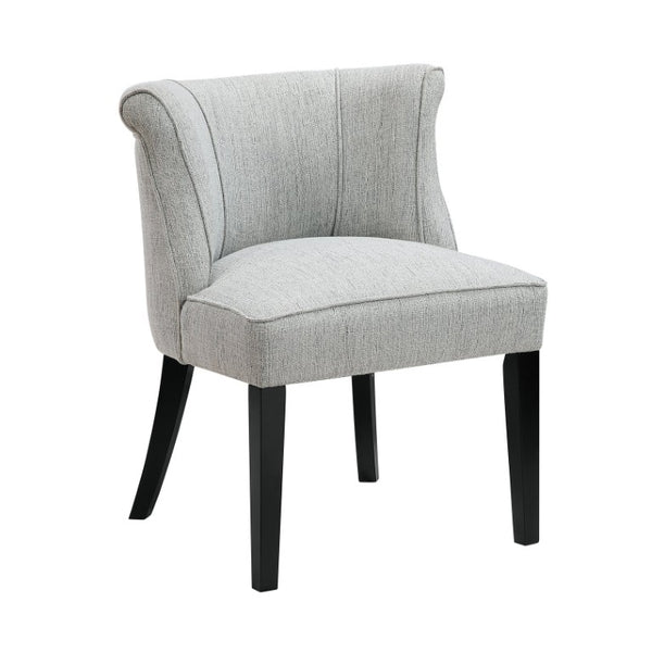 English Elm Accent Chair Curved Back Piped Upholstery Neutral Polyester Fabric Espresso Wood Legs B011P581744