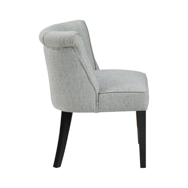 English Elm Accent Chair Curved Back Piped Upholstery Neutral Polyester Fabric Espresso Wood Legs B011P581744
