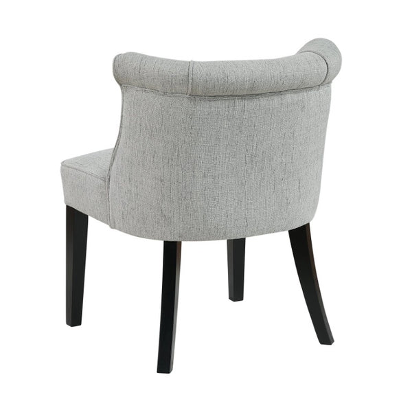 English Elm Accent Chair Curved Back Piped Upholstery Neutral Polyester Fabric Espresso Wood Legs B011P581744