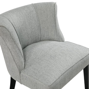 English Elm Accent Chair Curved Back Piped Upholstery Neutral Polyester Fabric Espresso Wood Legs B011P581744