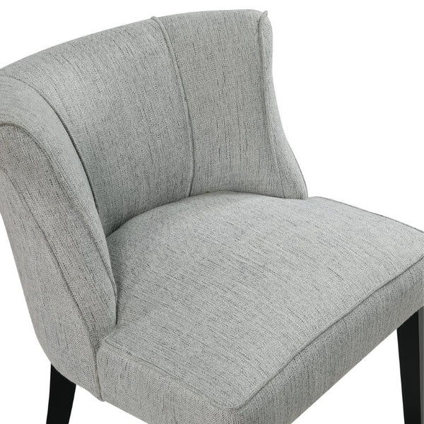 English Elm Accent Chair Curved Back Piped Upholstery Neutral Polyester Fabric Espresso Wood Legs B011P581744