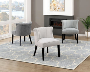 English Elm Accent Chair Curved Back Piped Upholstery Neutral Polyester Fabric Espresso Wood Legs B011P581744