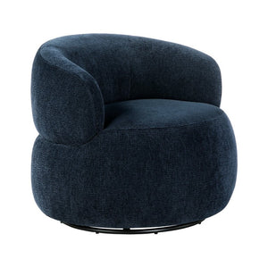 English Elm Swivel Barrel Chair Tufted Upholstered Accent Seat for Living Room Reading Nook Blue Chenille B011P581750