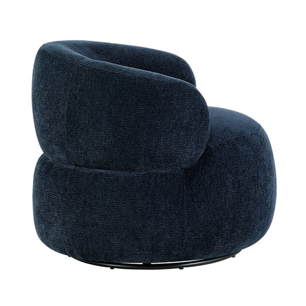 English Elm Swivel Barrel Chair Tufted Upholstered Accent Seat for Living Room Reading Nook Blue Chenille B011P581750