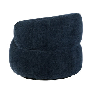 English Elm Swivel Barrel Chair Tufted Upholstered Accent Seat for Living Room Reading Nook Blue Chenille B011P581750