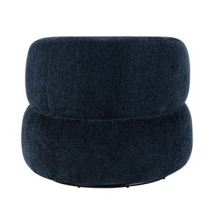 English Elm Swivel Barrel Chair Tufted Upholstered Accent Seat for Living Room Reading Nook Blue Chenille B011P581750