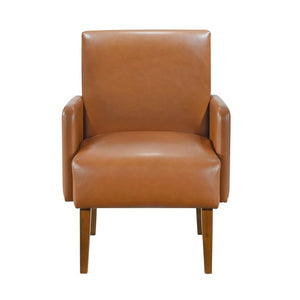 English Elm Accent Chair Mid-Century Faux Leather Upholstered with Walnut Wood Legs for Living Room B011P581751