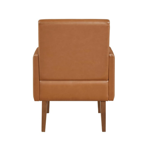 English Elm Accent Chair Mid-Century Faux Leather Upholstered with Walnut Wood Legs for Living Room B011P581751