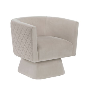 English Elm Swivel Accent Chair Taupe Velvet Diamond Quilted Back Pocket Coil Cushioned Seat B011P581752