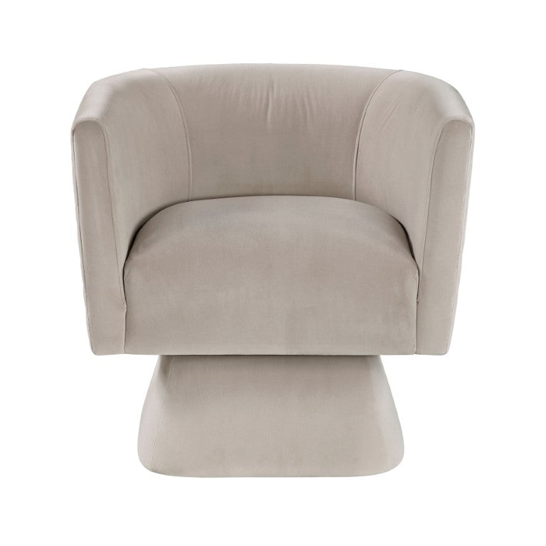 English Elm Swivel Accent Chair Taupe Velvet Diamond Quilted Back Pocket Coil Cushioned Seat B011P581752