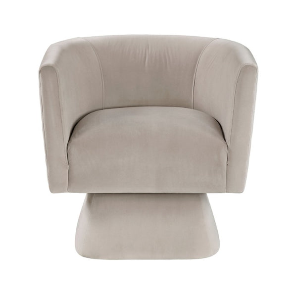 English Elm Swivel Accent Chair Taupe Velvet Diamond Quilted Back Pocket Coil Cushioned Seat B011P581752