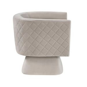 English Elm Swivel Accent Chair Taupe Velvet Diamond Quilted Back Pocket Coil Cushioned Seat B011P581752