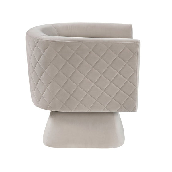 English Elm Swivel Accent Chair Taupe Velvet Diamond Quilted Back Pocket Coil Cushioned Seat B011P581752