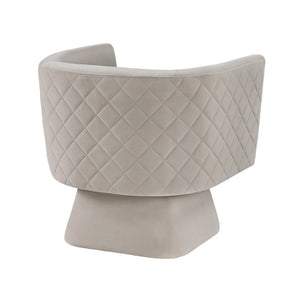English Elm Swivel Accent Chair Taupe Velvet Diamond Quilted Back Pocket Coil Cushioned Seat B011P581752