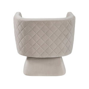 English Elm Swivel Accent Chair Taupe Velvet Diamond Quilted Back Pocket Coil Cushioned Seat B011P581752