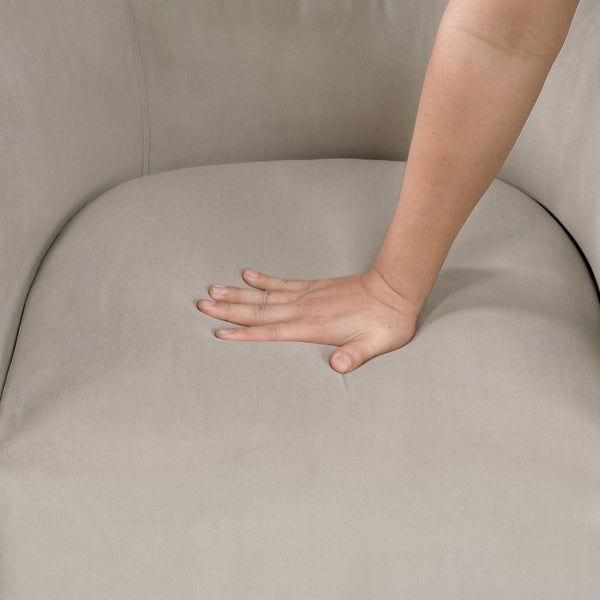 English Elm Swivel Accent Chair Taupe Velvet Diamond Quilted Back Pocket Coil Cushioned Seat B011P581752