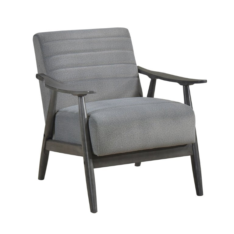 English Elm Swivel Barrel Chair Tufted Upholstered Accent Seat for Living Room Reading Nook Gray Velvet - A B011P581754