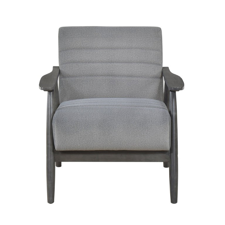 English Elm Swivel Barrel Chair Tufted Upholstered Accent Seat for Living Room Reading Nook Gray Velvet - A B011P581754