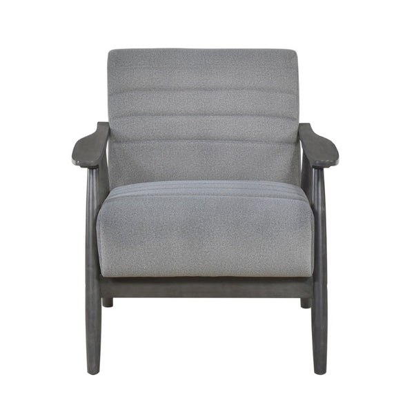English Elm Swivel Barrel Chair Tufted Upholstered Accent Seat for Living Room Reading Nook Gray Velvet - A B011P581754