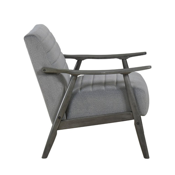 English Elm Swivel Barrel Chair Tufted Upholstered Accent Seat for Living Room Reading Nook Gray Velvet - A B011P581754