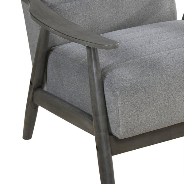 English Elm Swivel Barrel Chair Tufted Upholstered Accent Seat for Living Room Reading Nook Gray Velvet - A B011P581754